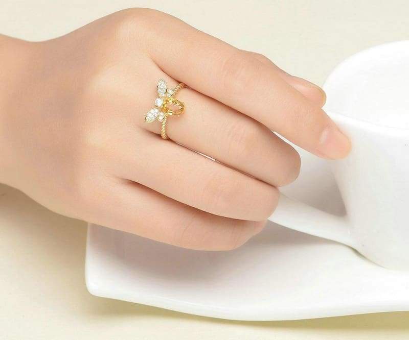 1ct Natural Oval Citrine Silver Ring - Rings