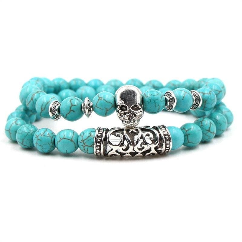 2PCS/Set Silver Color Buddha Bracelet - Skeleton - Strand Bracelets