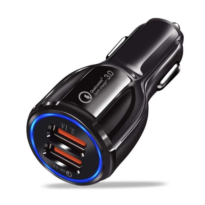 2 Port USB Fast Car Charger for Smart Phone - Black - Car Chargers