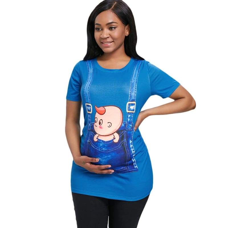 3D Print Pregnant Maternity Tee [ maternity dresses ] - Blue Ivy / S - T-Shirts