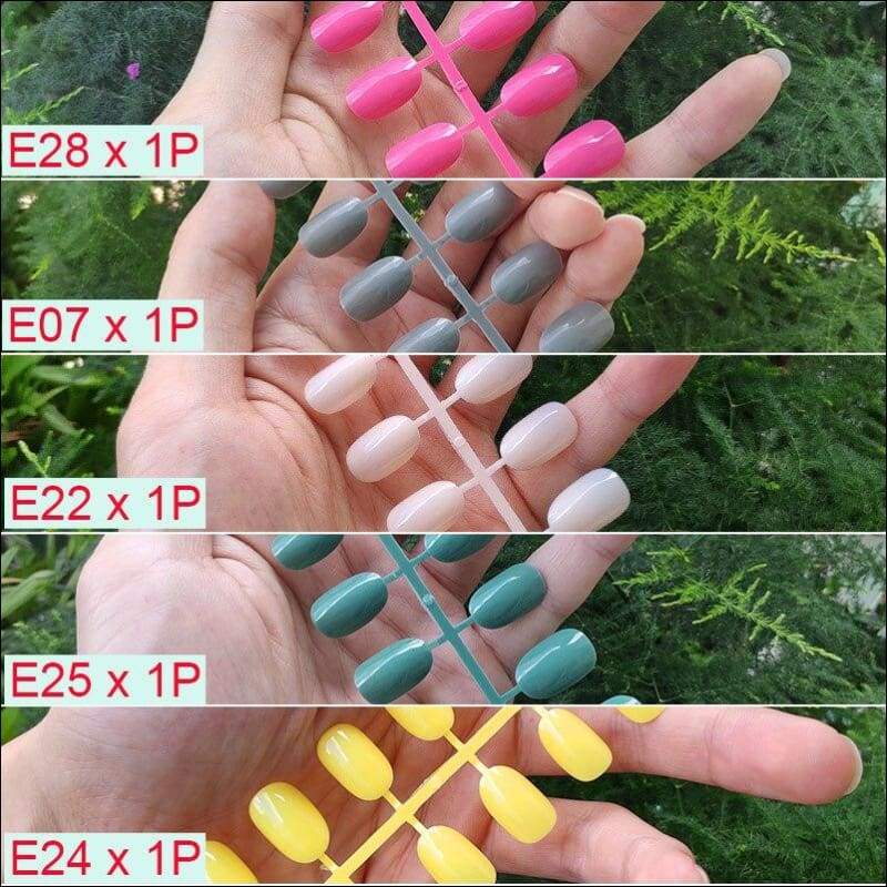 432 pcs/pack Mixed 18 Colors Full Short Round Nail Tips - D-5PCs Mix Colors - False Nails