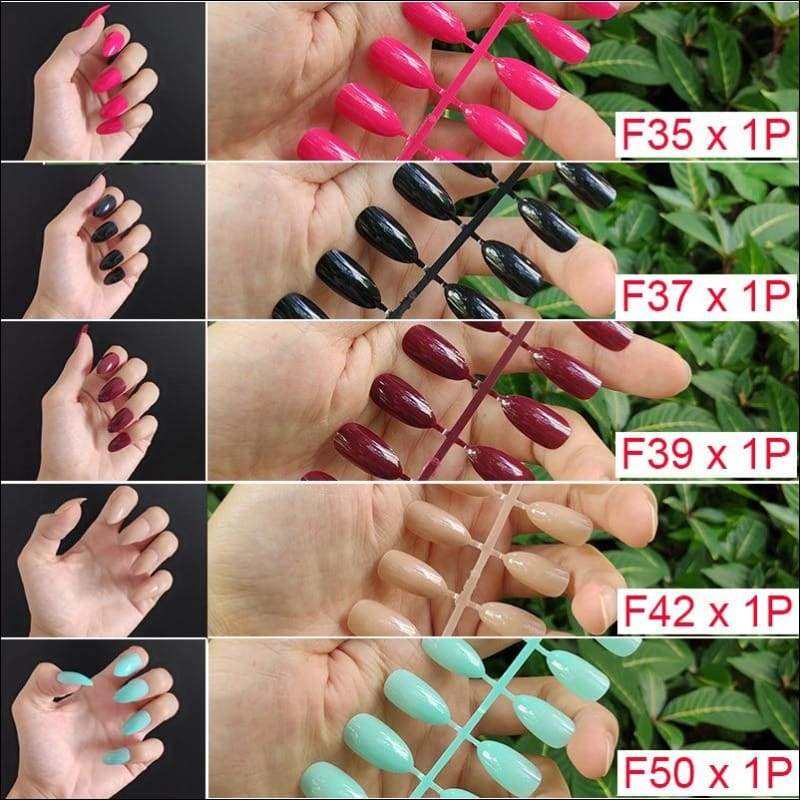 432 pcs/pack Mixed 18 Colors Full Short Round Nail Tips - F5-5PCs Mix Colors - False Nails