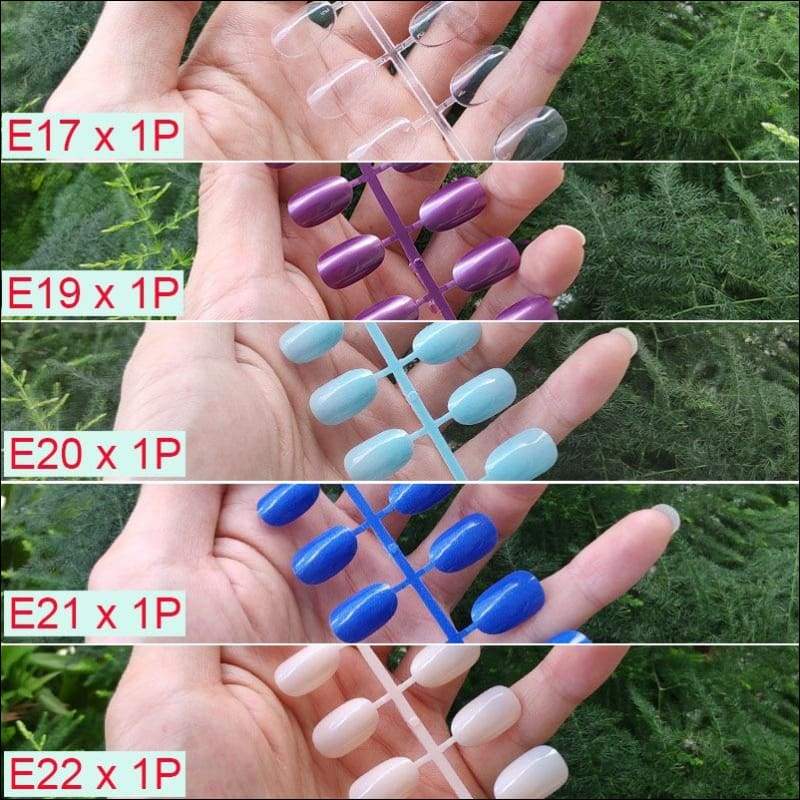 432 pcs/pack Mixed 18 Colors Full Short Round Nail Tips - H-5PCs Mix Colors - False Nails