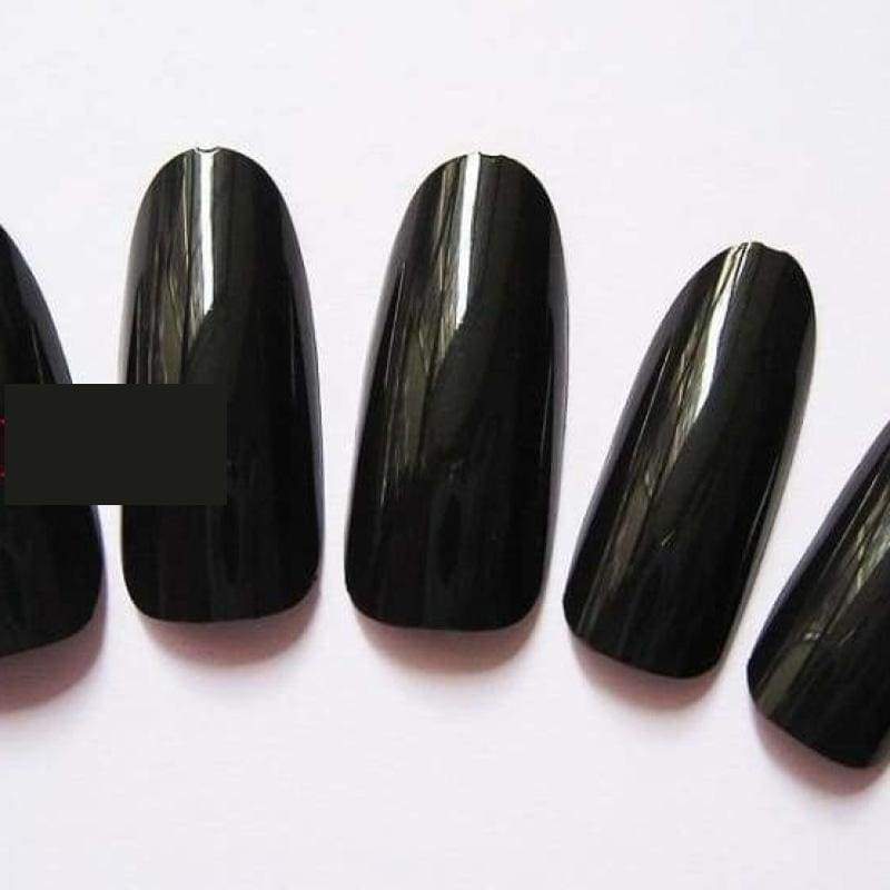 500 Pcs False Tips Nail Art Full Round Acrylic UV Gel Tip - Black - False Nails