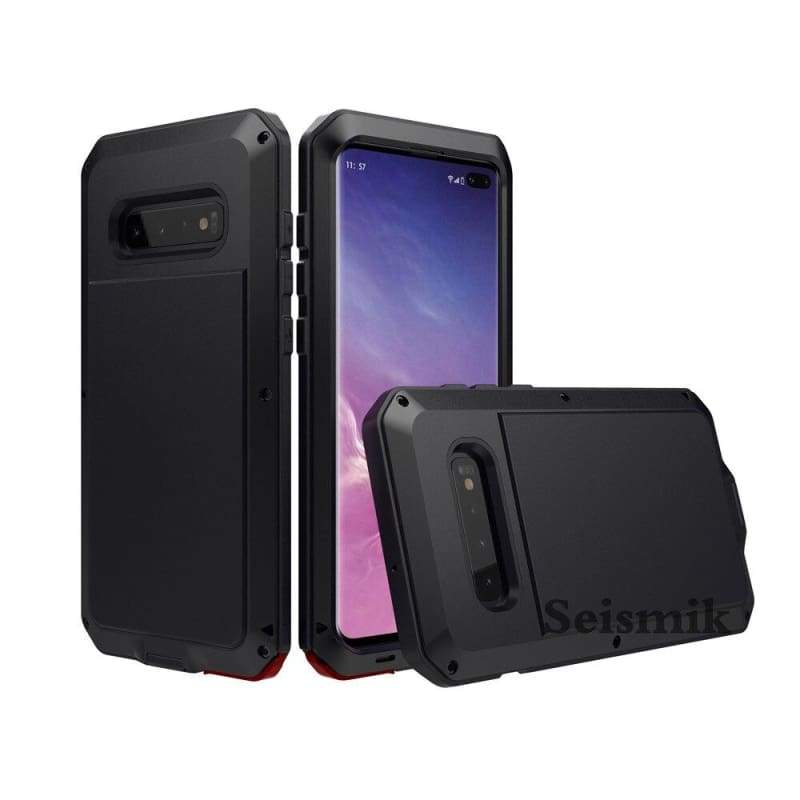 5D Curved Protective Luxury doom Armor Case Metal Samsung - Black / For S10E / add Full Glue Glass - Fitted Cases