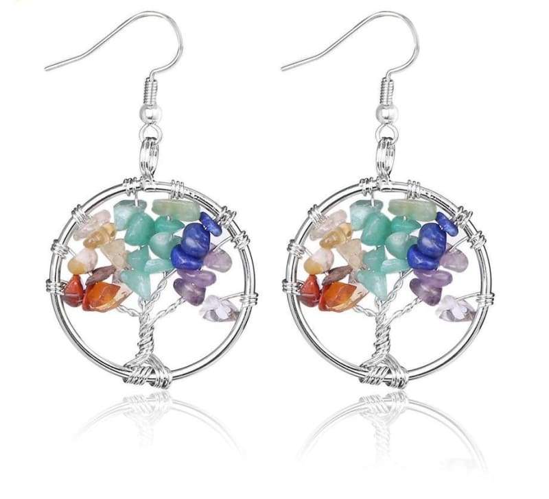 7 Chakra Healing Crystal Dangle - Drop Earrings