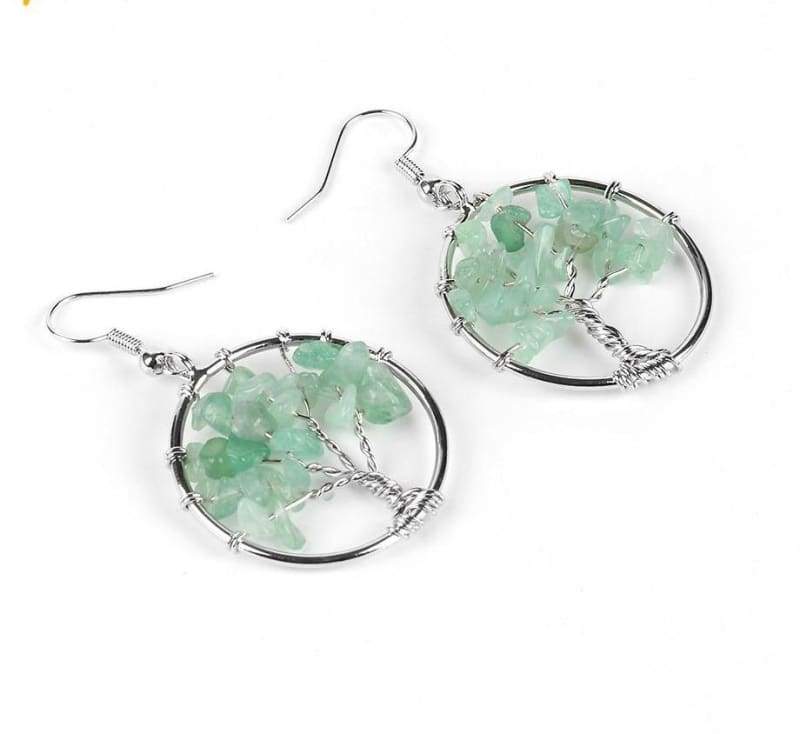 7 Chakra Healing Crystal Dangle - Green Aventurine - Drop Earrings