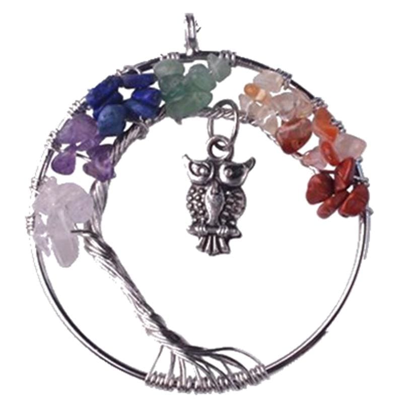 7 Chakra Healing Crystal Necklace Pendants - Owl 7 chakra - Pendants