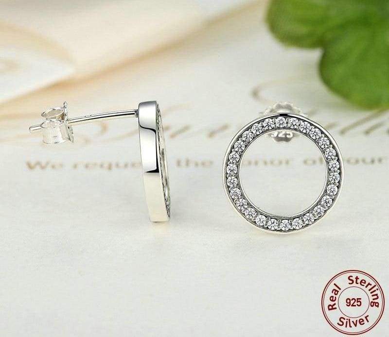 925 Sterling Circular Silver Stud Earrings - Stud Earrings