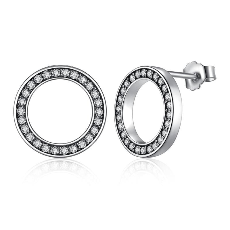 925 Sterling Circular Silver Stud Earrings - SILVER - Stud Earrings