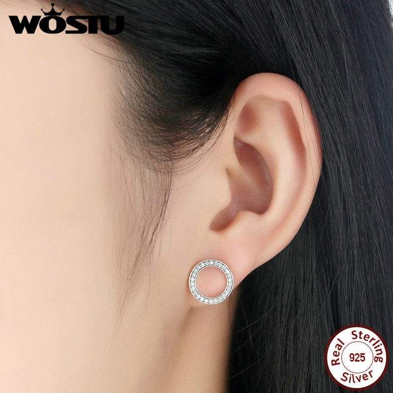 925 Sterling Circular Silver Stud Earrings - Stud Earrings