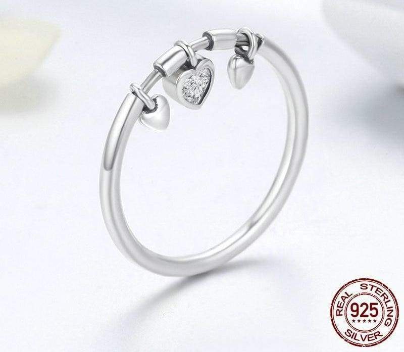 925 Sterling Glittering Silver Heart Ring - Engagement Rings
