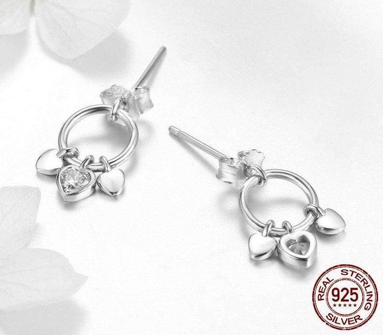 925 Sterling Heart to Heart Silver Stud Silver Stud Earrings - Stud Earrings