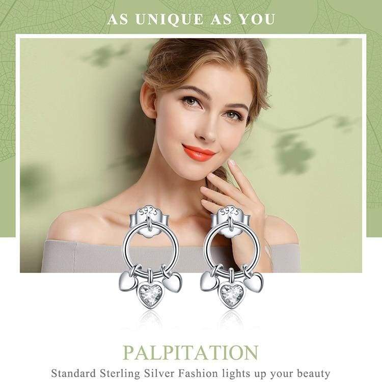 925 Sterling Heart to Heart Silver Stud Silver Stud Earrings - Stud Earrings