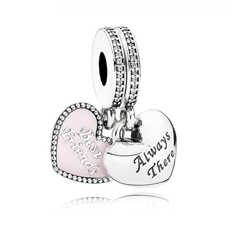 925 Sterling Silver Love heart Bead charm - 4 - Charms