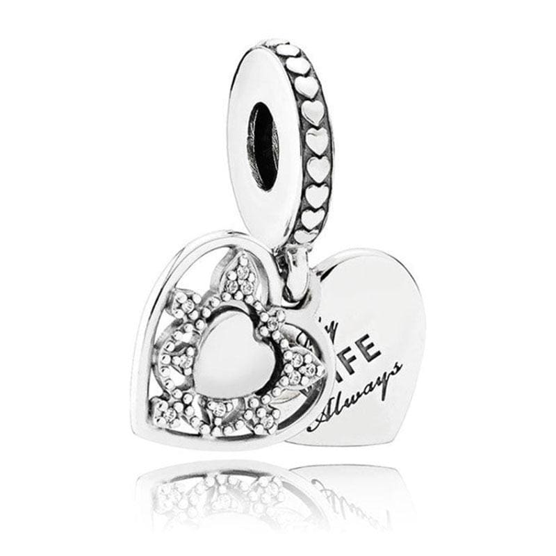 925 Sterling Silver Love heart Bead charm - 5 - Charms