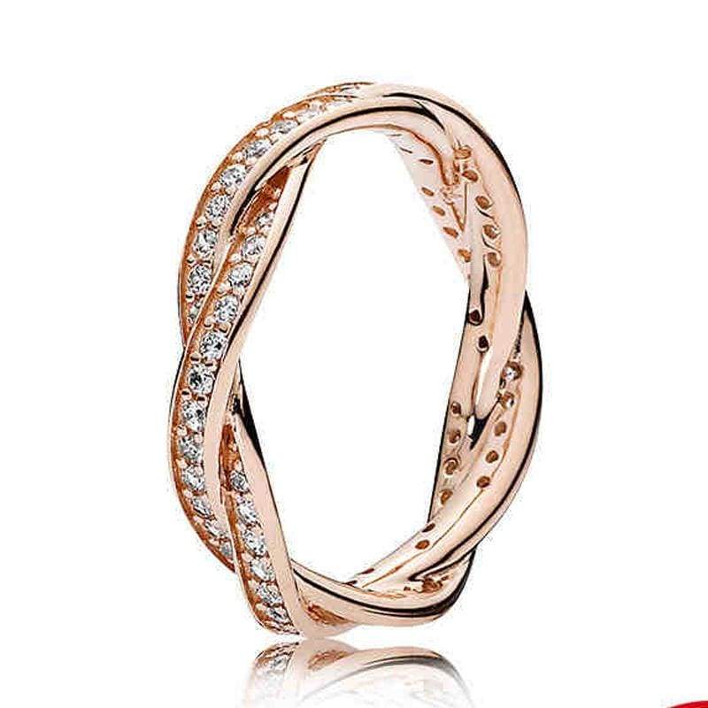 925 Sterling Silver Rose Gold Timeless Elegant Rings - 6 / 4 - Rings