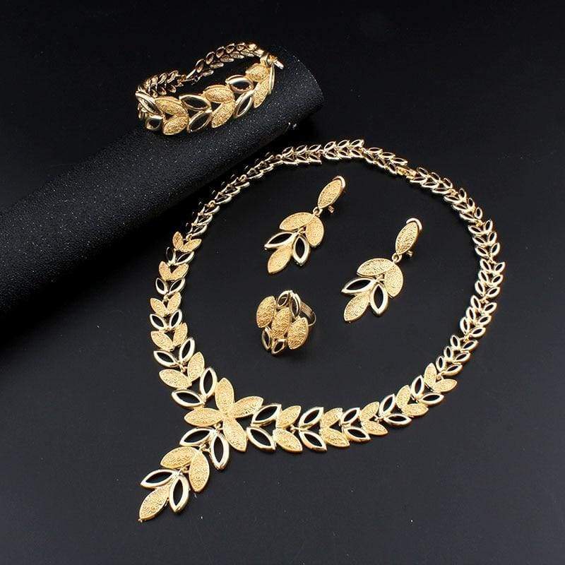 African Necklace Earrings Bracelet Set - Bridal Jewelry Sets