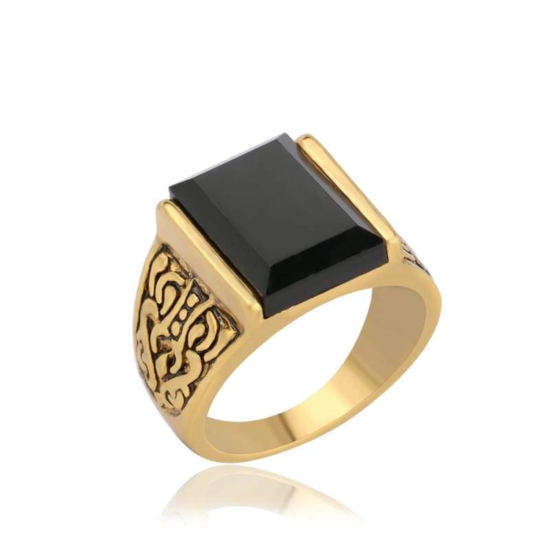 Amazing Charm Black Ring - 7 / Gold - Rings