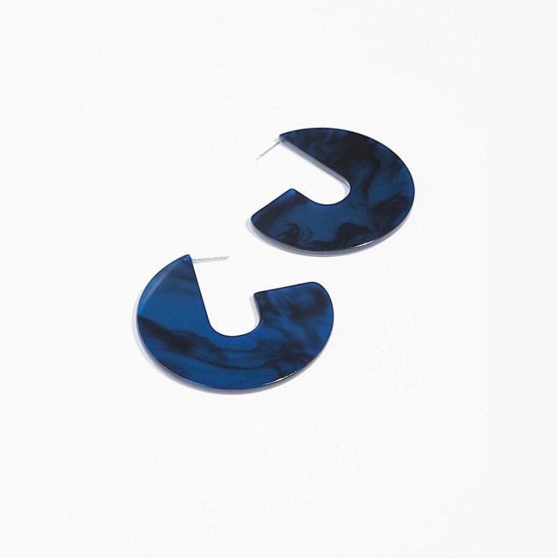 Amazing Resin hoop earrings - Blue - Hoop Earrings