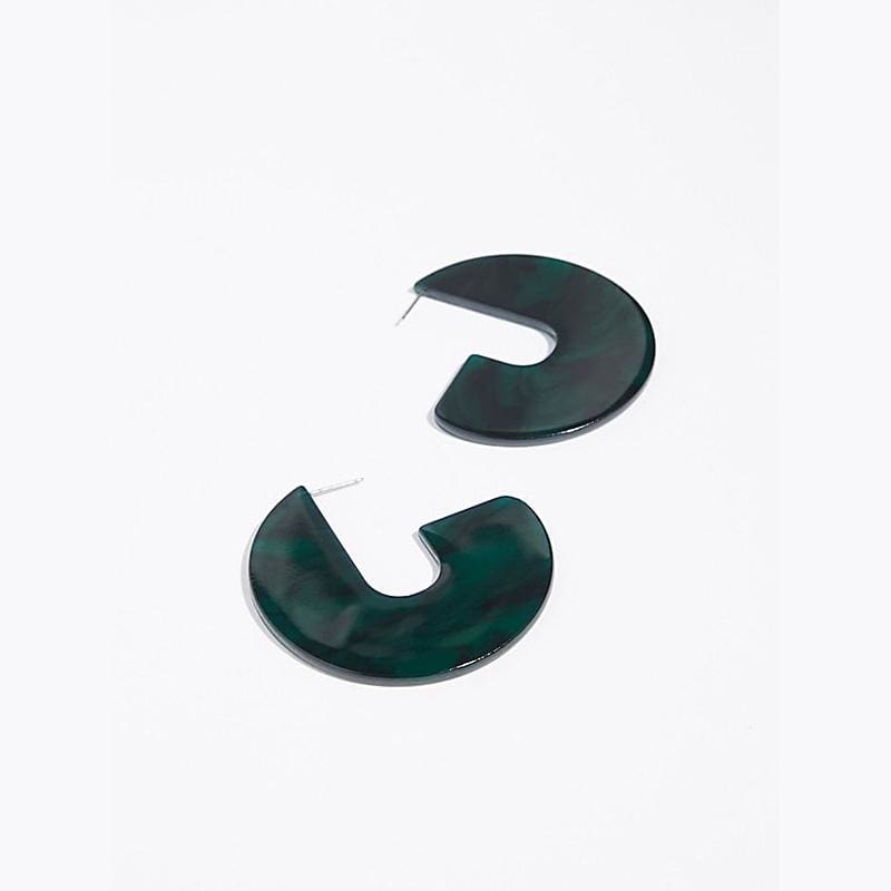 Amazing Resin hoop earrings - Green - Hoop Earrings
