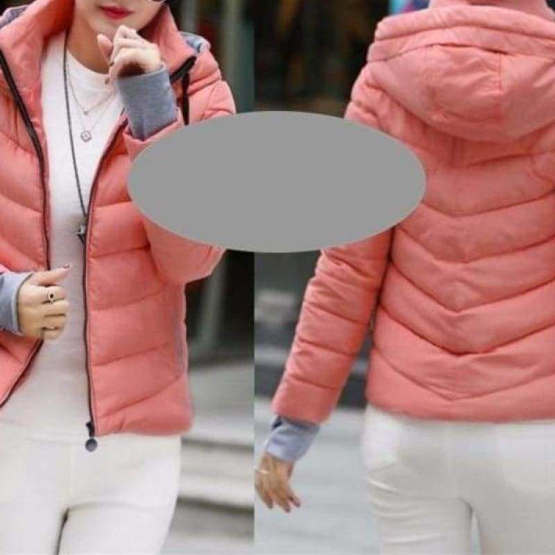 Amazing Short Wadded Jacket - Hooded--Pink / L - Parkas