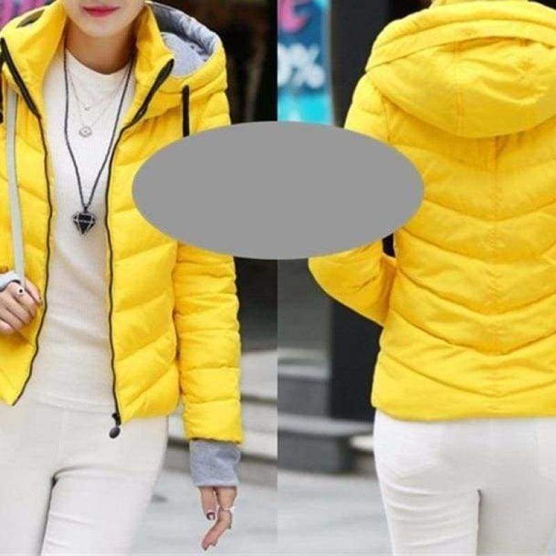 Amazing Short Wadded Jacket - Hooded--Yellow / L - Parkas