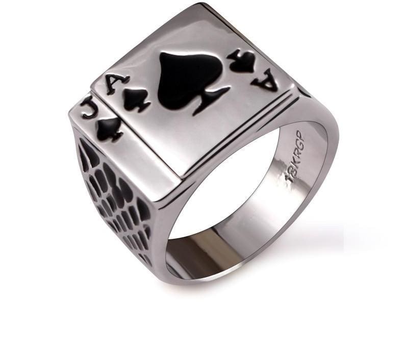 Amazing Spades Poker Ring - 7 / Black / Platinum Plated - Rings