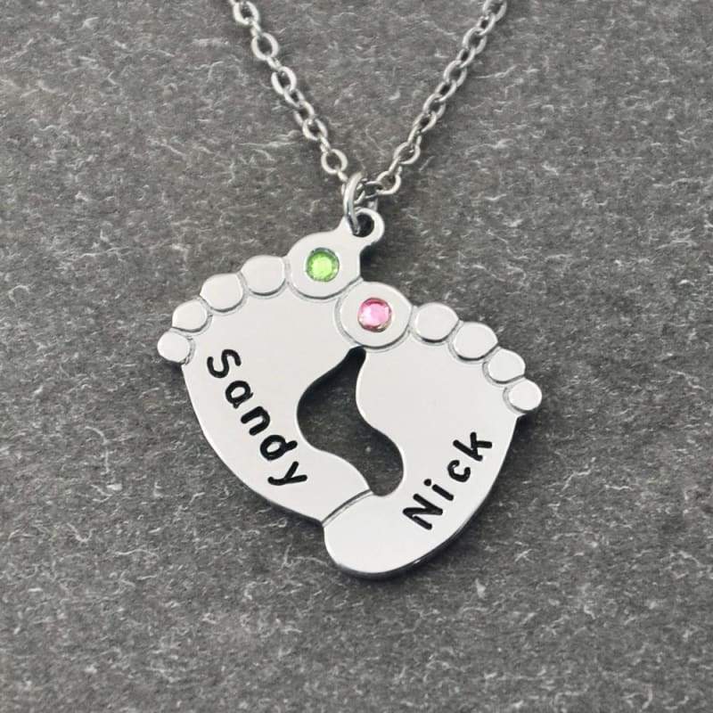 Baby Feet Necklace with Birthstone - Pendant Necklaces