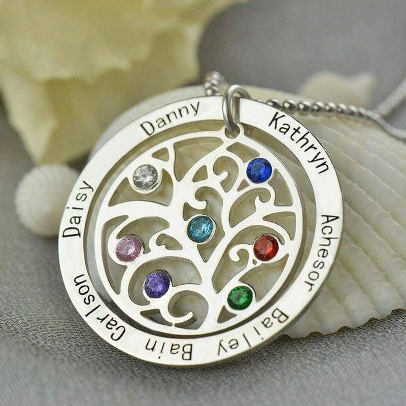 Birthstone Family Tree Necklace - Pendant Necklaces