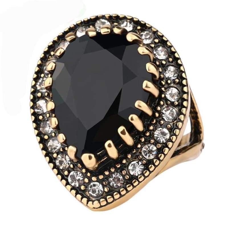 Black Stone Turkish Ring - Rings