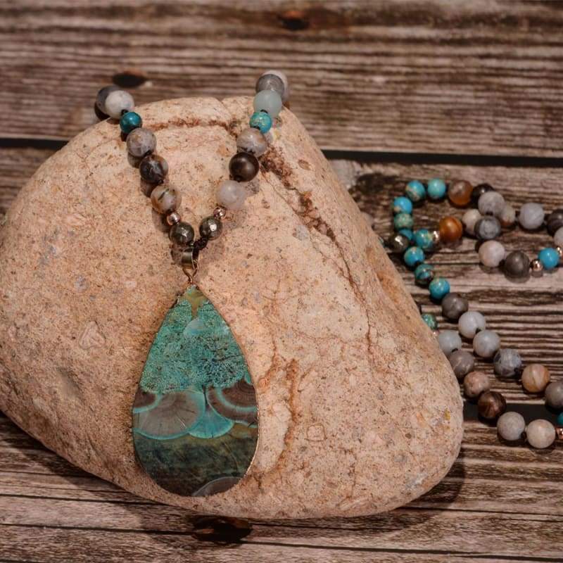 Boho Necklace Mix Natural Stones Necklace - Pendant Necklaces