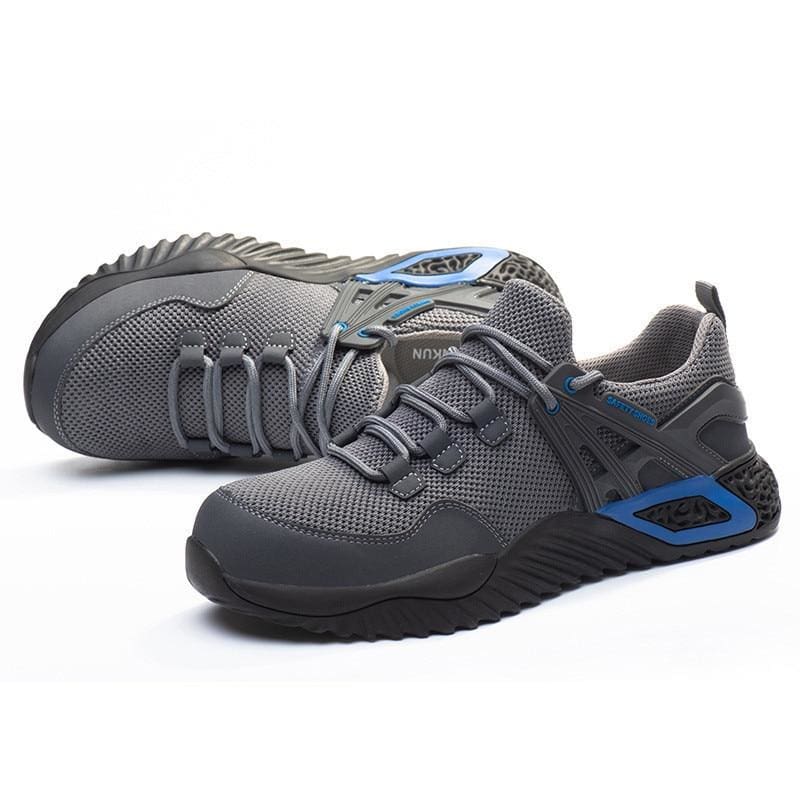 Men’s Protective Shoes Breathable Safety Shoes Lightweight Drop-Proof Work Puncture-Proof Safety Boots Men’s Casual Shoes - Fine mesh grey /