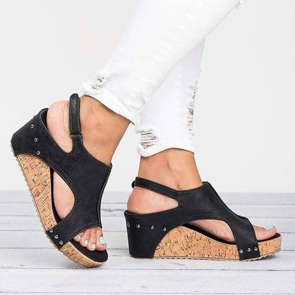 Casual Wedges Shoes Just For You - Black / 5 - High Heels