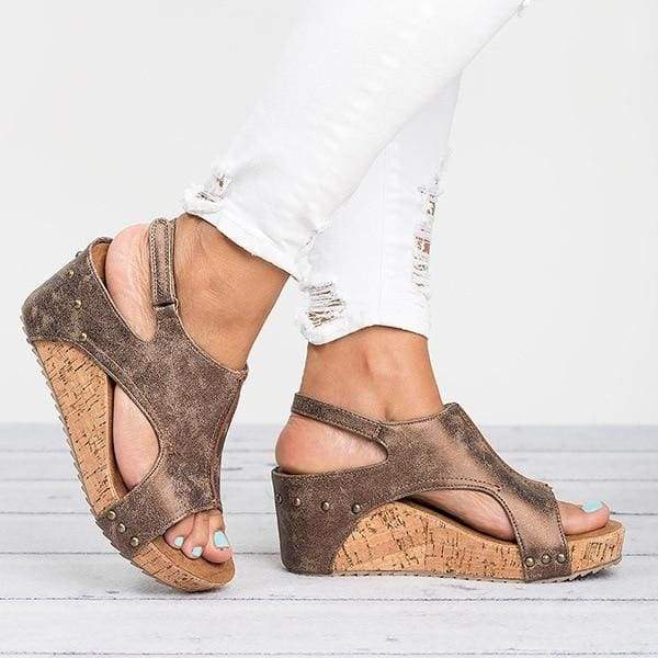 Casual Wedges Shoes Just For You - Brown / 5 - High Heels