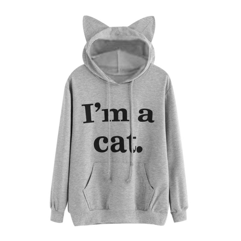 Cat Hoodies with Ear Cap - gray / S - Hoodies & Sweatshirts
