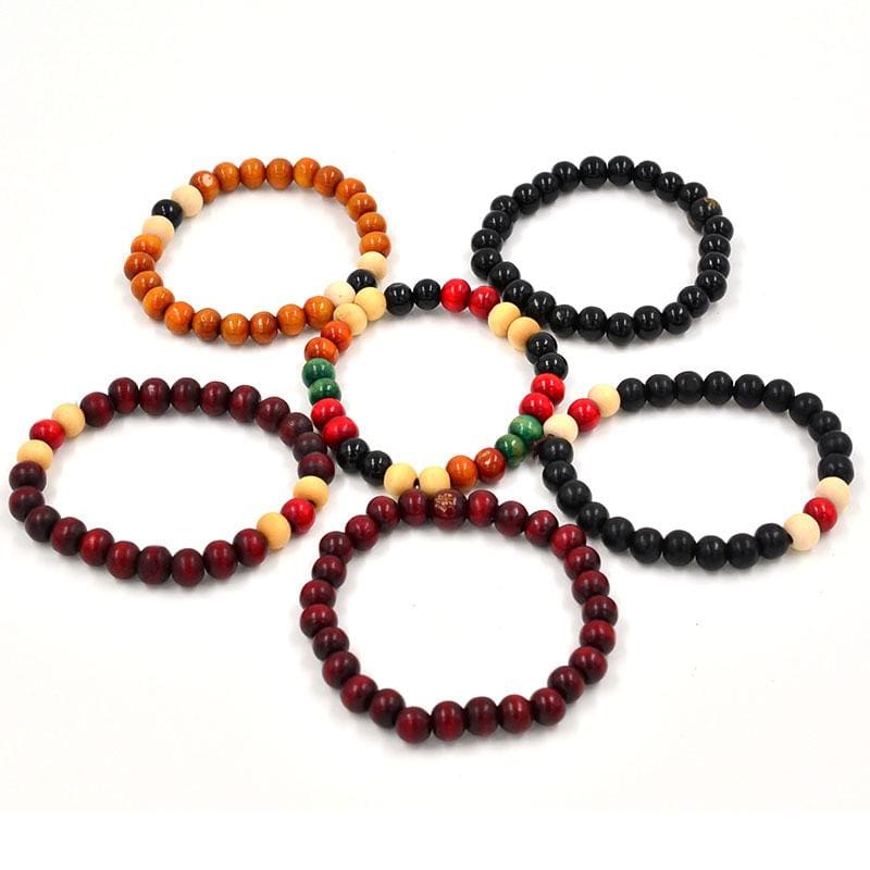 Chakra Healing Reiki Prayer Lava Stone Buddha Bead Bracelet - Strand Bracelets