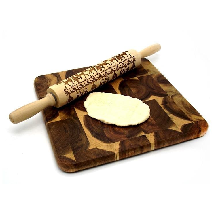 Christmas Embossing Rolling Pin - 43cm Dog - Rolling Pins & Pastry Boards