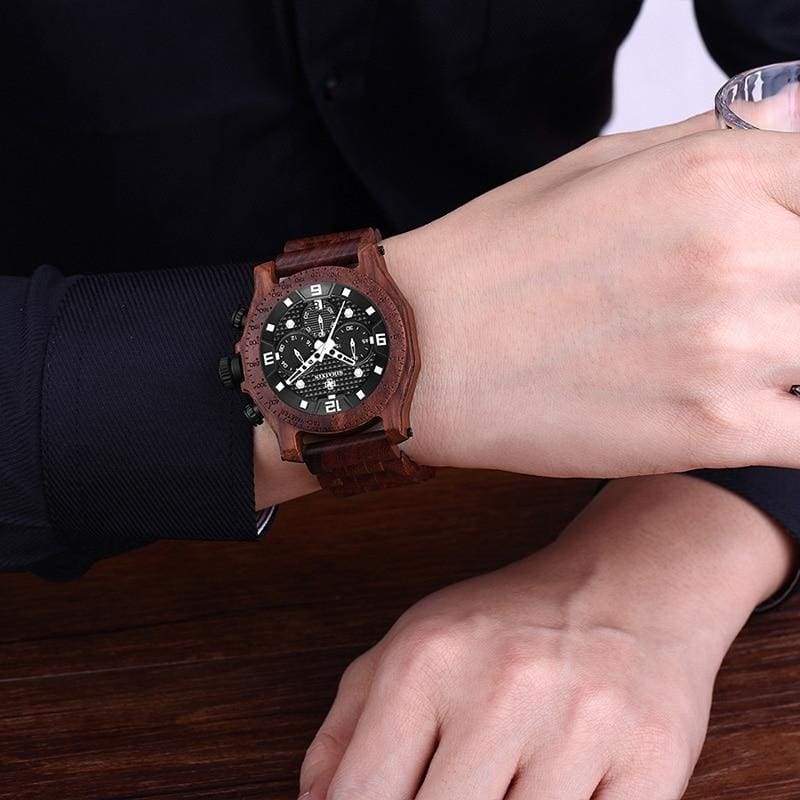 Chronograph Men Sports Wooden Watches - Quartz Watches