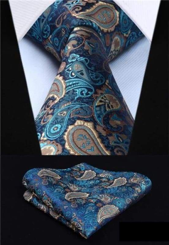 Classic woven silk necktie set - P001 - Mens Ties & Handkerchiefs
