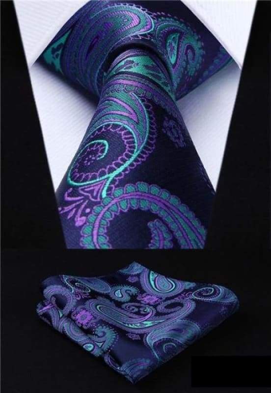 Classic woven silk necktie set - P002 - Mens Ties & Handkerchiefs