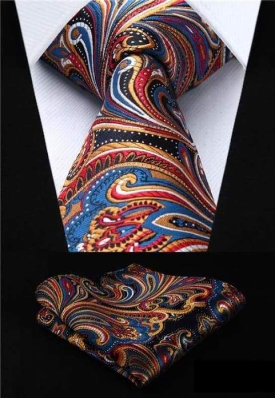 Classic woven silk necktie set - P003 - Mens Ties & Handkerchiefs