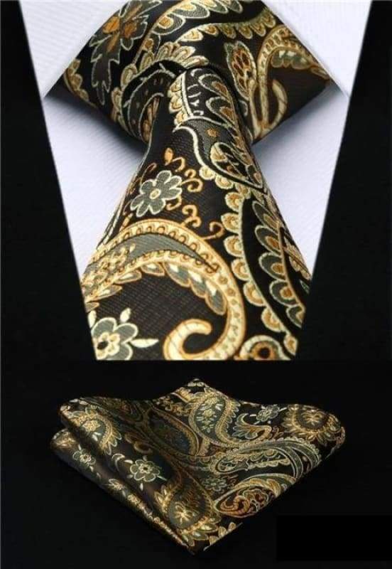 Classic woven silk necktie set - P005 - Mens Ties & Handkerchiefs