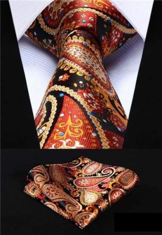 Classic woven silk necktie set - P007 - Mens Ties & Handkerchiefs