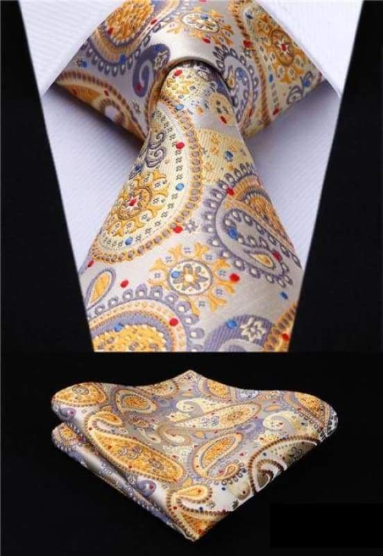 Classic woven silk necktie set - P008 - Mens Ties & Handkerchiefs