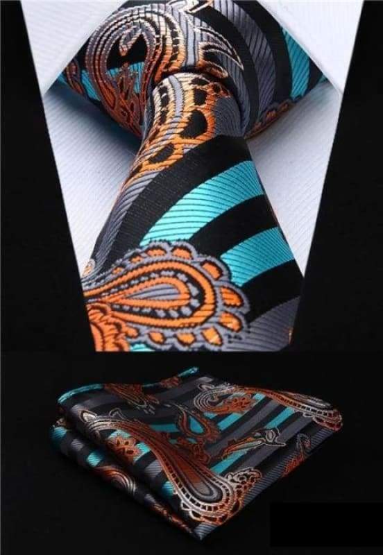 Classic woven silk necktie set - P011 - Mens Ties & Handkerchiefs