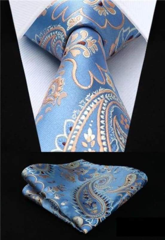 Classic woven silk necktie set - P018 - Mens Ties & Handkerchiefs