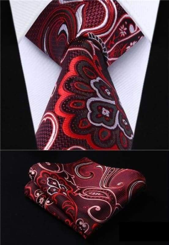 Classic woven silk necktie set - P019 - Mens Ties & Handkerchiefs
