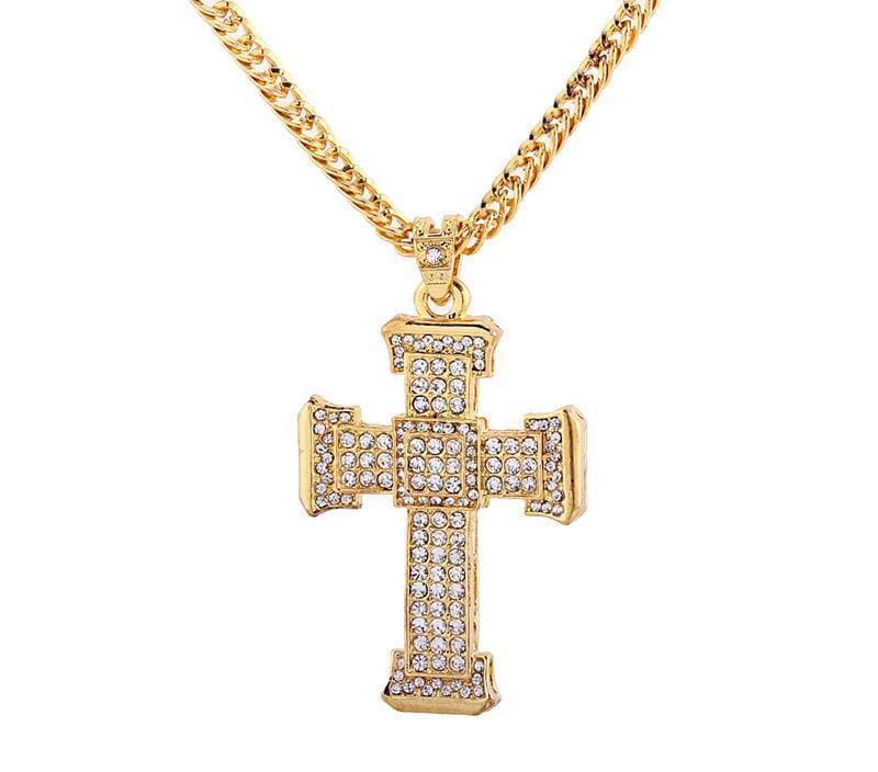 Crystal Cross Pendant - Gold - Pendant Necklaces