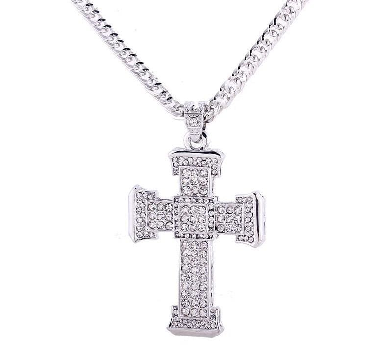 Crystal Cross Pendant - Silver - Pendant Necklaces